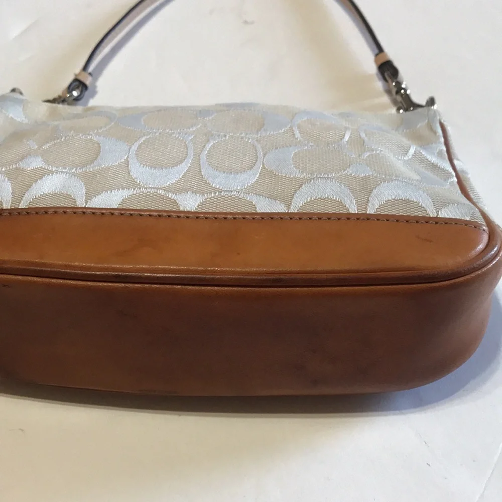 Rare Coach Y2K Demi Signature Monogram Mini Bag Vintage Baguette White Ivory 00‘ - Picture 5 of 17